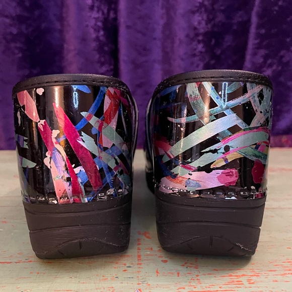dansko splatter print clogs 40, 9.5 US no slip professional nurse shoes comfort - Picture 5 of 10